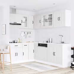 vidaXL 11 Piece Kitchen Cabinet Set Kalmar Smoked Oak Engineered Wood - white