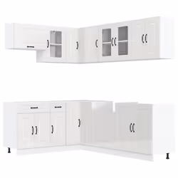 vidaXL 11 Piece Kitchen Cabinet Set Kalmar Smoked Oak Engineered Wood - high gloss white