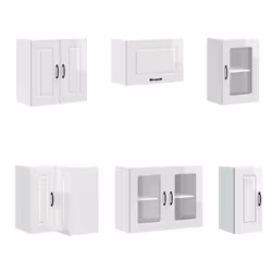 vidaXL 11 Piece Kitchen Cabinet Set Kalmar Smoked Oak Engineered Wood - high gloss white - Additional view 4