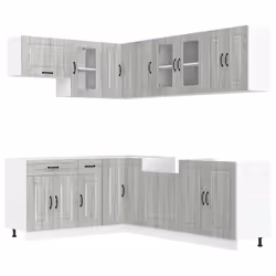 vidaXL 11 Piece Kitchen Cabinet Set Kalmar Smoked Oak Engineered Wood - grey sonoma