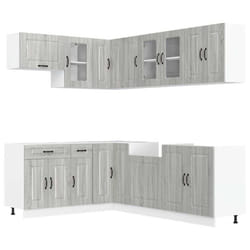 vidaXL 11 Piece Kitchen Cabinet Set Kalmar Smoked Oak Engineered Wood - grey sonoma