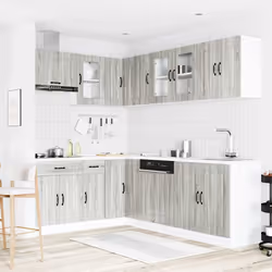 vidaXL 11 Piece Kitchen Cabinet Set Kalmar Smoked Oak Engineered Wood - grey sonoma