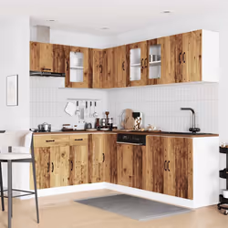 vidaXL 11 Piece Kitchen Cabinet Set Kalmar Smoked Oak Engineered Wood - old wood