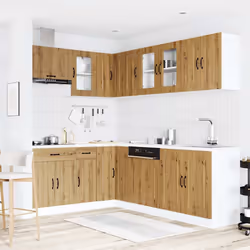 vidaXL 11 Piece Kitchen Cabinet Set Kalmar Smoked Oak Engineered Wood - artisan oak