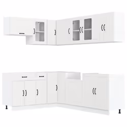 vidaXL Kitchen Cabinet Set 11 Piece Cupboard Storage Cabinet Engineered Wood - white