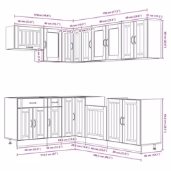 vidaXL Kitchen Cabinet Set 11 Piece Cupboard Storage Cabinet Engineered Wood - white