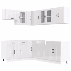 vidaXL Kitchen Cabinet Set 11 Piece Cupboard Storage Cabinet Engineered Wood - high gloss white