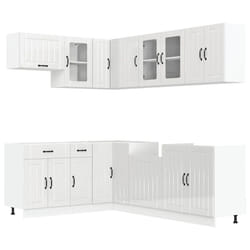 vidaXL Kitchen Cabinet Set 11 Piece Cupboard Storage Cabinet Engineered Wood - high gloss white