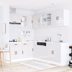 vidaXL Kitchen Cabinet Set 11 Piece Cupboard Storage Cabinet Engineered Wood - high gloss white