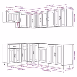 vidaXL Kitchen Cabinet Set 11 Piece Cupboard Storage Cabinet Engineered Wood - high gloss white - Additional view 7