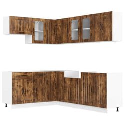 vidaXL Kitchen Cabinet Set 11 Piece Cupboard Storage Cabinet Engineered Wood - smoked oak