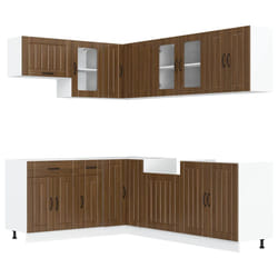 vidaXL Kitchen Cabinet Set 11 Piece Cupboard Storage Cabinet Engineered Wood - brown oak