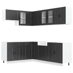 vidaXL 11 Piece Kitchen Cabinet Set Porto Brown Oak Engineered Wood - black