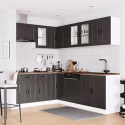 vidaXL 11 Piece Kitchen Cabinet Set Porto Brown Oak Engineered Wood - black