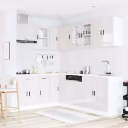 vidaXL 11 Piece Kitchen Cabinet Set Porto Brown Oak Engineered Wood - high gloss white - Additional view 2