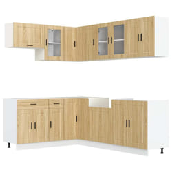 vidaXL 11 Piece Kitchen Cabinet Set Porto Brown Oak Engineered Wood - sonoma oak