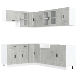 vidaXL 11 Piece Kitchen Cabinet Set Porto Brown Oak Engineered Wood - concrete grey