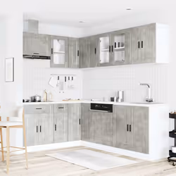 vidaXL 11 Piece Kitchen Cabinet Set Porto Brown Oak Engineered Wood - concrete grey