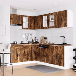 vidaXL 11 Piece Kitchen Cabinet Set Porto Brown Oak Engineered Wood - smoked oak