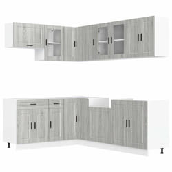 vidaXL 11 Piece Kitchen Cabinet Set Porto Brown Oak Engineered Wood - grey sonoma