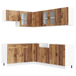 vidaXL 11 Piece Kitchen Cabinet Set Porto Brown Oak Engineered Wood - old wood