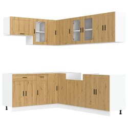 vidaXL 11 Piece Kitchen Cabinet Set Porto Brown Oak Engineered Wood - artisan oak