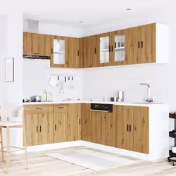 vidaXL 11 Piece Kitchen Cabinet Set Porto Brown Oak Engineered Wood - artisan oak