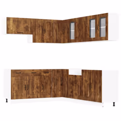 vidaXL 11 Piece Kitchen Cabinet Set Kalmar Concrete Grey Engineered Wood - smoked oak