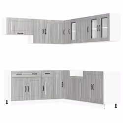 vidaXL 11 Piece Kitchen Cabinet Set Kalmar Concrete Grey Engineered Wood - grey sonoma