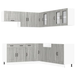 vidaXL 11 Piece Kitchen Cabinet Set Kalmar Concrete Grey Engineered Wood - grey sonoma