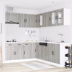 vidaXL 11 Piece Kitchen Cabinet Set Kalmar Concrete Grey Engineered Wood - grey sonoma