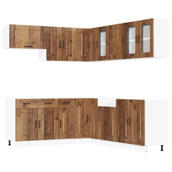 vidaXL 11 Piece Kitchen Cabinet Set Kalmar Concrete Grey Engineered Wood - old wood