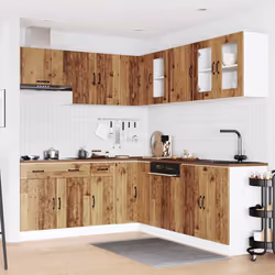 vidaXL 11 Piece Kitchen Cabinet Set Kalmar Concrete Grey Engineered Wood - old wood