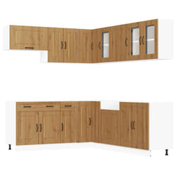 vidaXL 11 Piece Kitchen Cabinet Set Kalmar Concrete Grey Engineered Wood - artisian oak