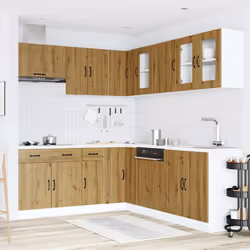 vidaXL 11 Piece Kitchen Cabinet Set Kalmar Concrete Grey Engineered Wood - artisian oak