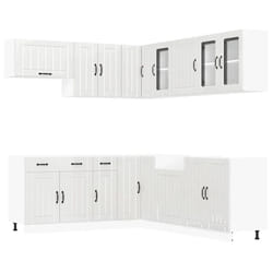 vidaXL 11 Piece Kitchen Cabinet Set Lucca Black Engineered Wood - high gloss white