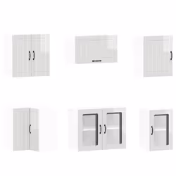 vidaXL 11 Piece Kitchen Cabinet Set Lucca Black Engineered Wood - high gloss white - Additional view 4