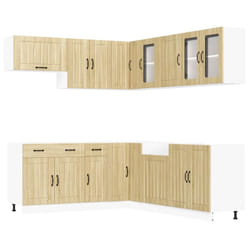 vidaXL 11 Piece Kitchen Cabinet Set Lucca Black Engineered Wood - sonoma oak