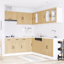vidaXL 11 Piece Kitchen Cabinet Set Lucca Black Engineered Wood - sonoma oak - Additional view 2