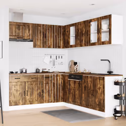 vidaXL 11 Piece Kitchen Cabinet Set Lucca Black Engineered Wood - smoked oak