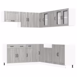 vidaXL 11 Piece Kitchen Cabinet Set Lucca Black Engineered Wood - grey sonoma