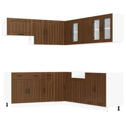 vidaXL 11 Piece Kitchen Cabinet Set Lucca Black Engineered Wood - brown oak
