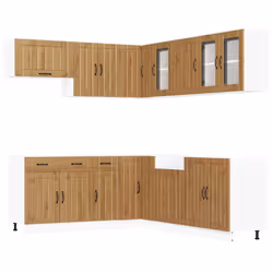 vidaXL 11 Piece Kitchen Cabinet Set Lucca Black Engineered Wood - artisan oak