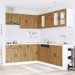 vidaXL 11 Piece Kitchen Cabinet Set Lucca Black Engineered Wood - artisan oak