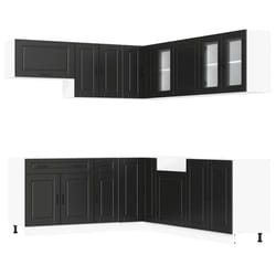 vidaXL 11 Piece Kitchen Cabinet Set Porto Smoked Oak Engineered Wood - black