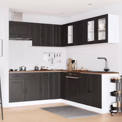 vidaXL 11 Piece Kitchen Cabinet Set Porto Smoked Oak Engineered Wood - black