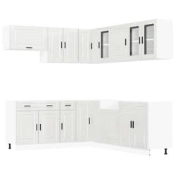 vidaXL 11 Piece Kitchen Cabinet Set Porto Smoked Oak Engineered Wood - high gloss white