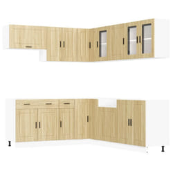 vidaXL 11 Piece Kitchen Cabinet Set Porto Smoked Oak Engineered Wood - sonoma oak
