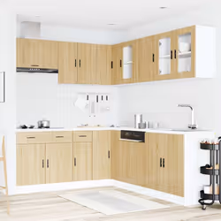 vidaXL 11 Piece Kitchen Cabinet Set Porto Smoked Oak Engineered Wood - sonoma oak