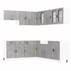 vidaXL 11 Piece Kitchen Cabinet Set Porto Smoked Oak Engineered Wood - concrete grey